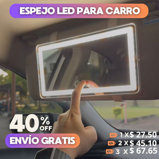ESPEJO DE LUJO CON LUZ LED PARA AUTO